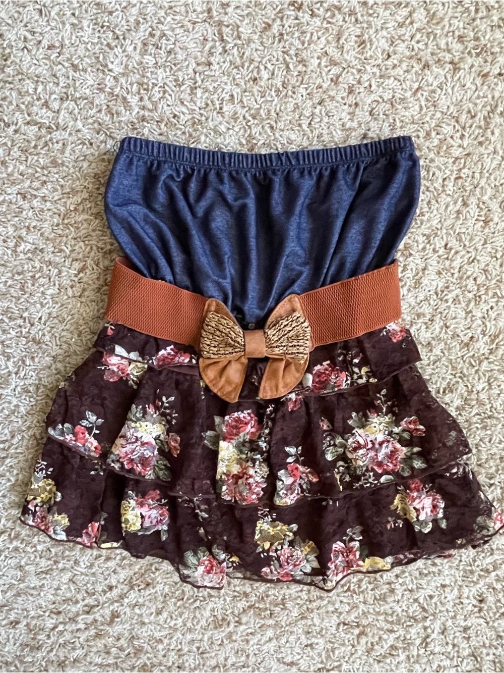 Floral Western Tube Top with Belt